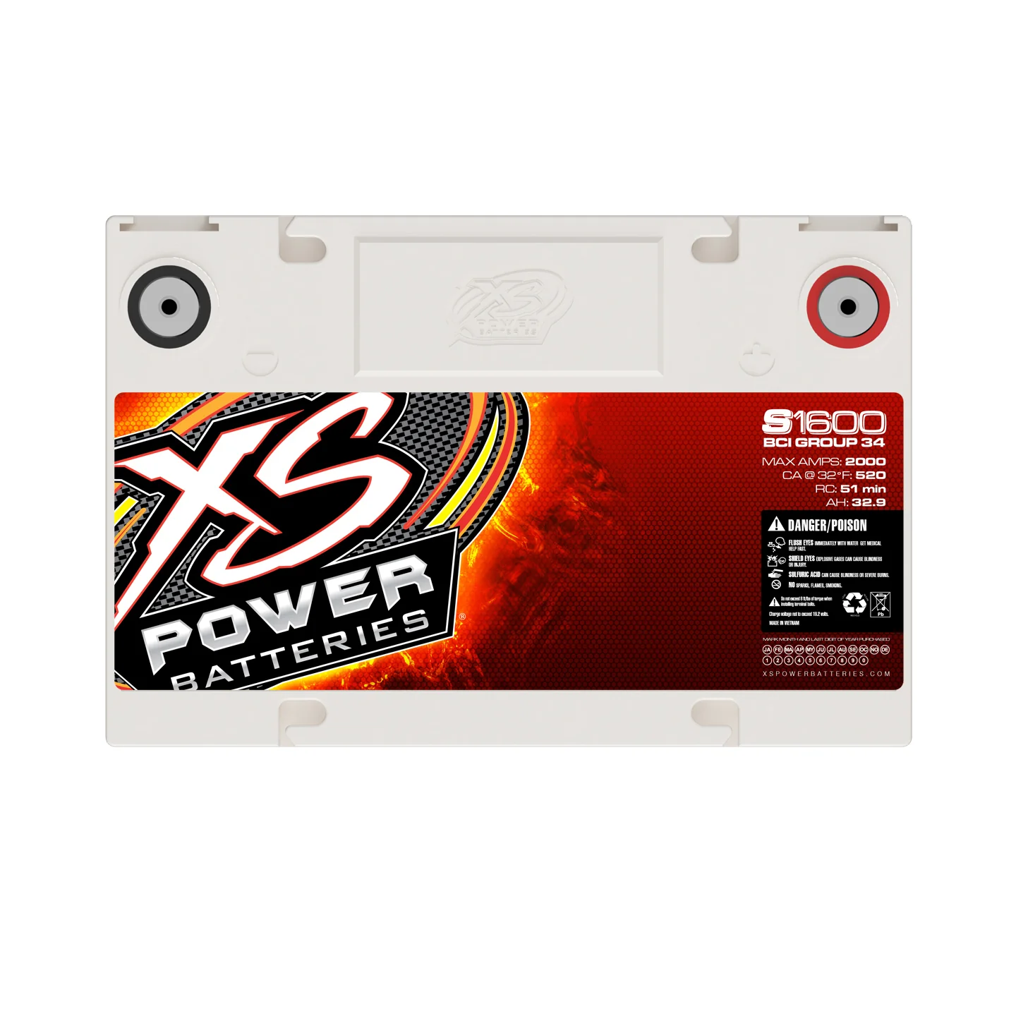 XS Power S1600 16V AGM Racing Battery - Image 4